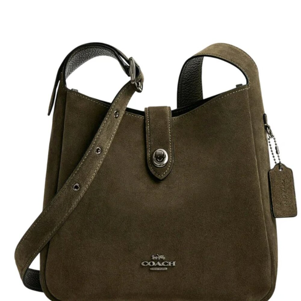 Coach Hadley Convertible Shoulder Crossbody Bag Suede Olive Army Green CCG43 NWT - Picture 12 of 15
